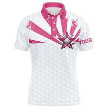 Load image into Gallery viewer, White and Pink Men golf polo shirts custom Breast cancer awareness golf tournament shirts for men NQS8220