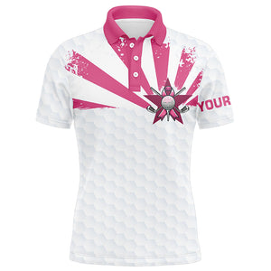 White and Pink Men golf polo shirts custom Breast cancer awareness golf tournament shirts for men NQS8220