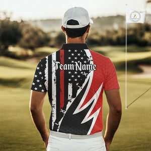 Red, White and Black American Flag Mens Golf polo shirts Custom Patriotic Team Golf attire for men NQS10430
