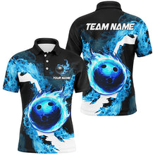 Load image into Gallery viewer, Blue Flame Fire Bowling Shirts for Men Custom Bowling Team Jersey Bowling Polo &amp; Quarter-Zip Shirts NQS8455