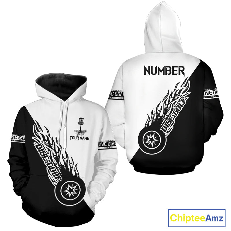 Black and White Flame Disc Golf shirts custom disc golf jersey, personalized disc golf apparel NQS11235