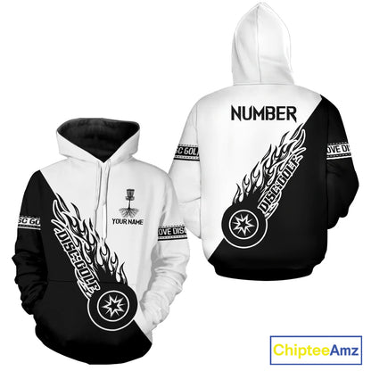 Black and White Flame Disc Golf shirts custom disc golf jersey, personalized disc golf apparel NQS11235