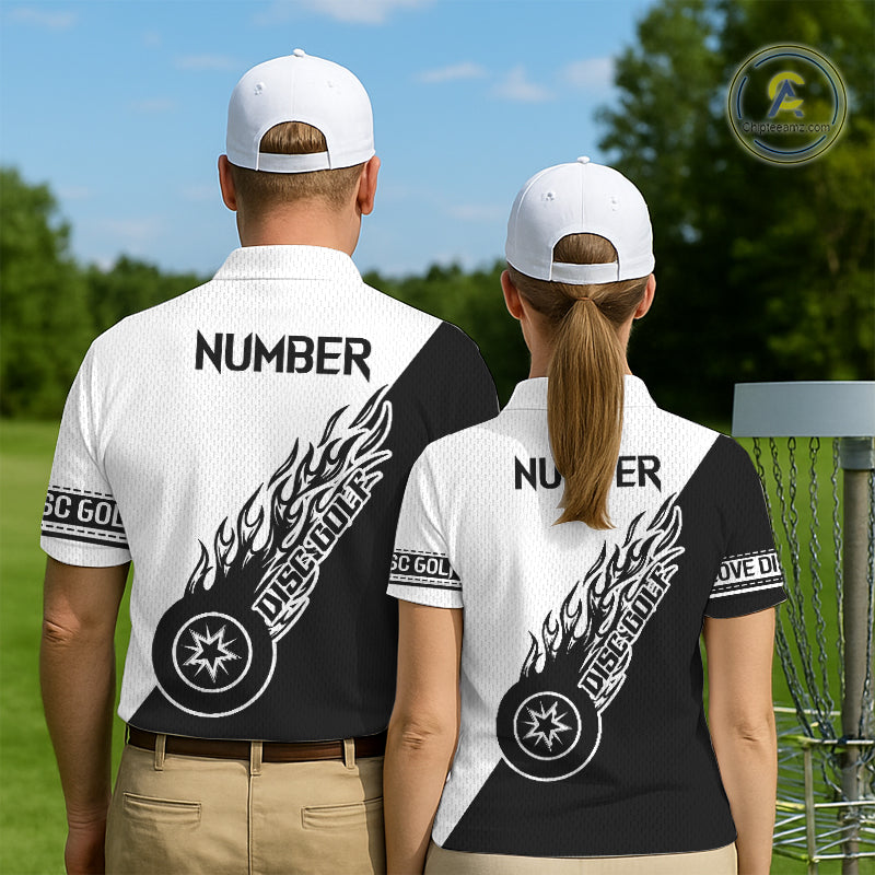 Black and White Flame Disc Golf shirts custom disc golf jersey, personalized disc golf apparel NQS11235