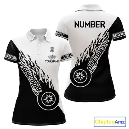 Black and White Flame Disc Golf shirts custom disc golf jersey, personalized disc golf apparel NQS11235