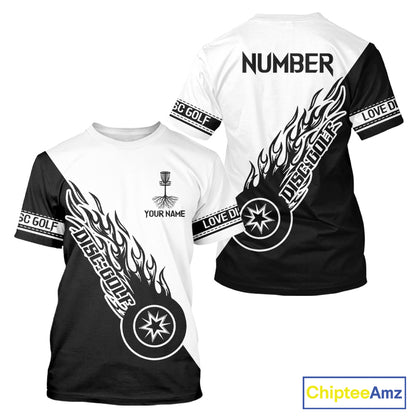 Black and White Flame Disc Golf shirts custom disc golf jersey, personalized disc golf apparel NQS11235