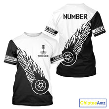 Load image into Gallery viewer, Black and White Flame Disc Golf shirts custom disc golf jersey, personalized disc golf apparel NQS11235