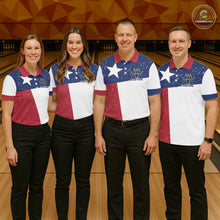 Load image into Gallery viewer, Grunge Texas Flag Bowling Polo, 1/4 Zip Shirts For Men Custom patriotic Texas Team Bowling Jerseys NQS11239