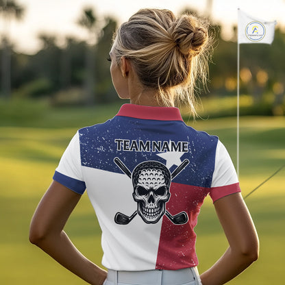 Grunge Texas Flag Golf Polo Shirts For Women Custom patriotic Texas Team Golf outfit for ladies NQS11240