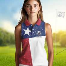 Load image into Gallery viewer, Grunge Texas Flag Sleeveless Golf Polo Shirts Custom patriotic Texas Team Golf outfit for ladies NQS11240