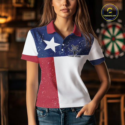 Grunge Texas Flag Women Darts Shirts Custom patriotic Texas Team Darts Jersey, Darts Clothes NQS11241