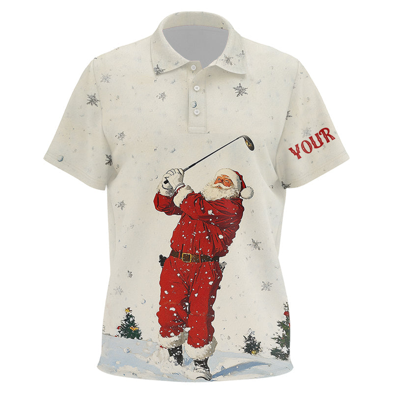 Snow Golfing Santa Kid golf polo shirts custom Christmas golf shirts for kid, cool golf gifts NQS8910