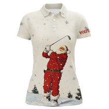 Load image into Gallery viewer, Snow Golfing Santa Women golf polo shirt custom Christmas golf shirts for ladies, cool golf gifts NQS8910