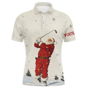 Snow Golfing Santa Men golf polo shirt custom Christmas golf shirts for men, cool golf gifts NQS8910