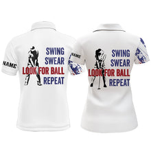 Load image into Gallery viewer, American flag patriotic matching golf shirt for couples custom swing swear look for ball repeat NQS9359