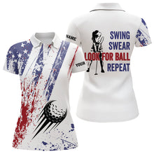 Load image into Gallery viewer, American flag patriotic Women golf polo shirt custom swing swear look for ball repeat ladies golf tops NQS9359