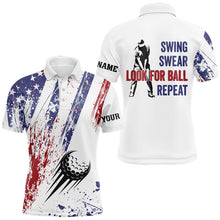 Load image into Gallery viewer, American flag patriotic Mens golf polo shirts custom swing swear look for ball repeat mens golf top NQS9359