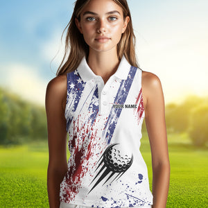 American flag patriotic Women sleeveless polos custom swing swear look for ball repeat ladies golf top NQS9359