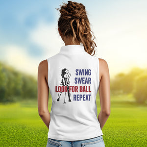 American flag patriotic Women sleeveless polos custom swing swear look for ball repeat ladies golf top NQS9359