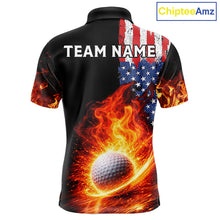 Load image into Gallery viewer, American Flag Flame Golf Polo shirts for Men Custom patriotic team Golf jerseys, mens golf outfit NQS11433