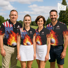 Load image into Gallery viewer, American Flag Flame Golf Polo shirts for Men Custom patriotic team Golf jerseys, mens golf outfit NQS11433