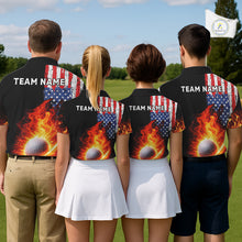 Load image into Gallery viewer, American Flag Flame Golf Polo shirts for Men Custom patriotic team Golf jerseys, mens golf outfit NQS11433