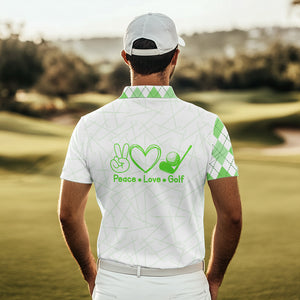 Green argyle pattern Mens golf polo shirts custom peace love golf team jerseys, golf attire for men NQS9505