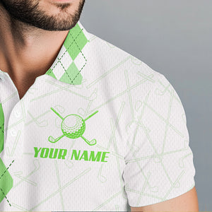 Green argyle pattern Mens golf polo shirts custom peace love golf team jerseys, golf attire for men NQS9505
