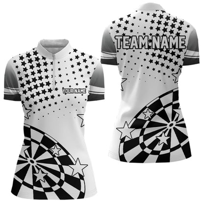 Personalized Black and White Stars Darts Shirt For Women Custom Dart Team Jerseys NQS9511
