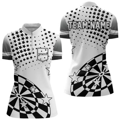 Personalized Black and White Stars Darts Shirt For Women Custom Dart Team Jerseys NQS9511