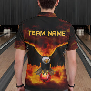 Personalized Flame Eagle Custom Bowling Team Shirts For Mens, Fire Eagle Bowling League Jersey NQS9512