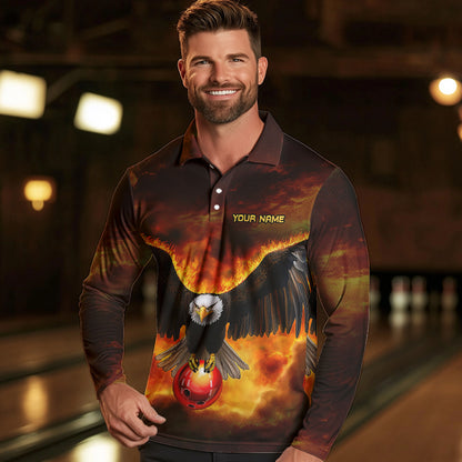 Personalized Flame Eagle Custom Bowling Team Shirts For Mens, Fire Eagle Bowling League Jersey NQS9512
