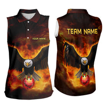 Load image into Gallery viewer, Personalized Flame Eagle Custom Bowling Sleeveless Polo Shirt, Fire Eagle Bowling League Jersey NQS9512