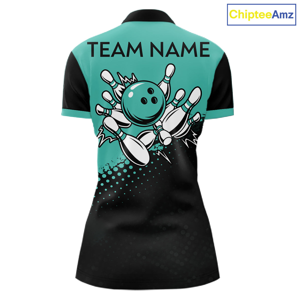 Black and Turquoise Retro Bowling Shirts For Women, Vintage Team Bowling Shirts Custom NQS11635