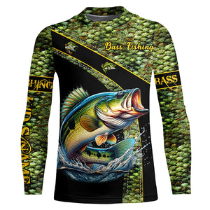 Largemouth Bass fishing scales UV protection Custom long sleeve fishing shirts, Bass fishing jerseys NQS4888