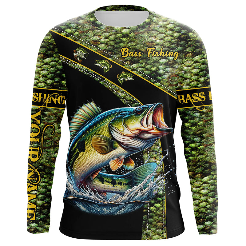 Largemouth Bass fishing scales UV protection Custom long sleeve fishing shirts, Bass fishing jerseys NQS4888