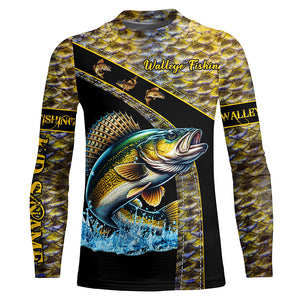 Walleye fishing scales UV protection Custom long sleeve fishing shirts, Walleye fishing jerseys NQS4890