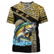 Load image into Gallery viewer, Walleye fishing scales UV protection Custom long sleeve fishing shirts, Walleye fishing jerseys NQS4890