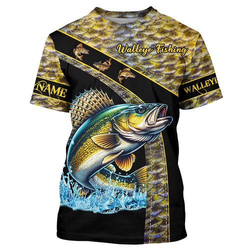 Walleye fishing scales UV protection Custom long sleeve fishing shirts, Walleye fishing jerseys NQS4890