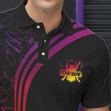 Load image into Gallery viewer, Black Mens bowling shirts Custom Colorful neon team league bowling jerseys, gifts for bowlers NQS9669