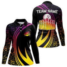 Load image into Gallery viewer, Black Women bowling shirts Custom Colorful neon team league bowling jerseys, gifts for bowlers NQS9669