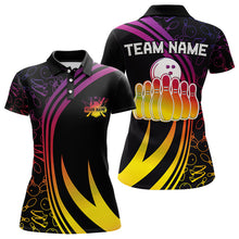 Load image into Gallery viewer, Black Women bowling shirts Custom Colorful neon team league bowling jerseys, gifts for bowlers NQS9669