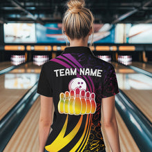 Load image into Gallery viewer, Black Women bowling shirts Custom Colorful neon team league bowling jerseys, gifts for bowlers NQS9669