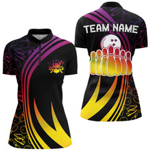 Load image into Gallery viewer, Black Women bowling shirts Custom Colorful neon team league bowling jerseys, gifts for bowlers NQS9669