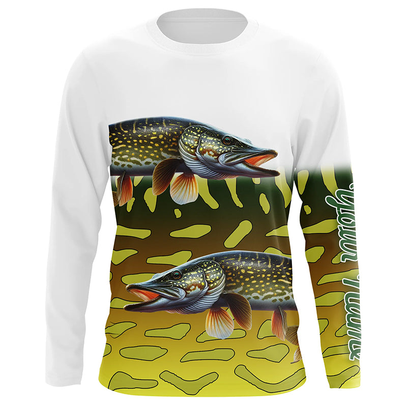 Northern Pike Fishing Custom UV Protection long sleeve Fishing Shirts, Personalized Fishing Gift NQS278