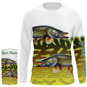 Northern Pike Fishing Custom UV Protection long sleeve Fishing Shirts, Personalized Fishing Gift NQS278