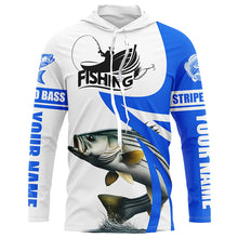 Load image into Gallery viewer, Striped Bass fishing Custom sun protection long sleeve fishing shirts, Striper fishing jerseys | Blue NQS5706