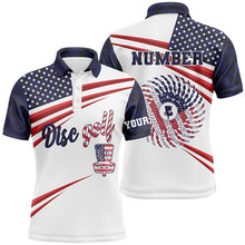 Load image into Gallery viewer, American flag Mens disc golf polo shirt custom best disc golf shirts 4th of july shirts for mens NQS5929