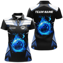 Load image into Gallery viewer, Black and white blue flame bowling ball Team league jerseys custom Women Bowling Shirts, bowling gifts NQS8230