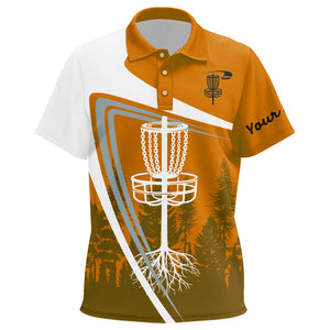 Kid disc golf polo shirts custom name orange disc golf basket, personalized disc golf shirts NQS8682