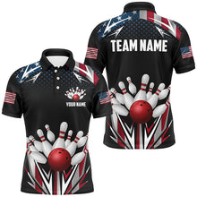 Load image into Gallery viewer, American flag Bowling Polo, Quarter zip shirts For Men Custom patriotic bowling team jerseys outfits NQS8689